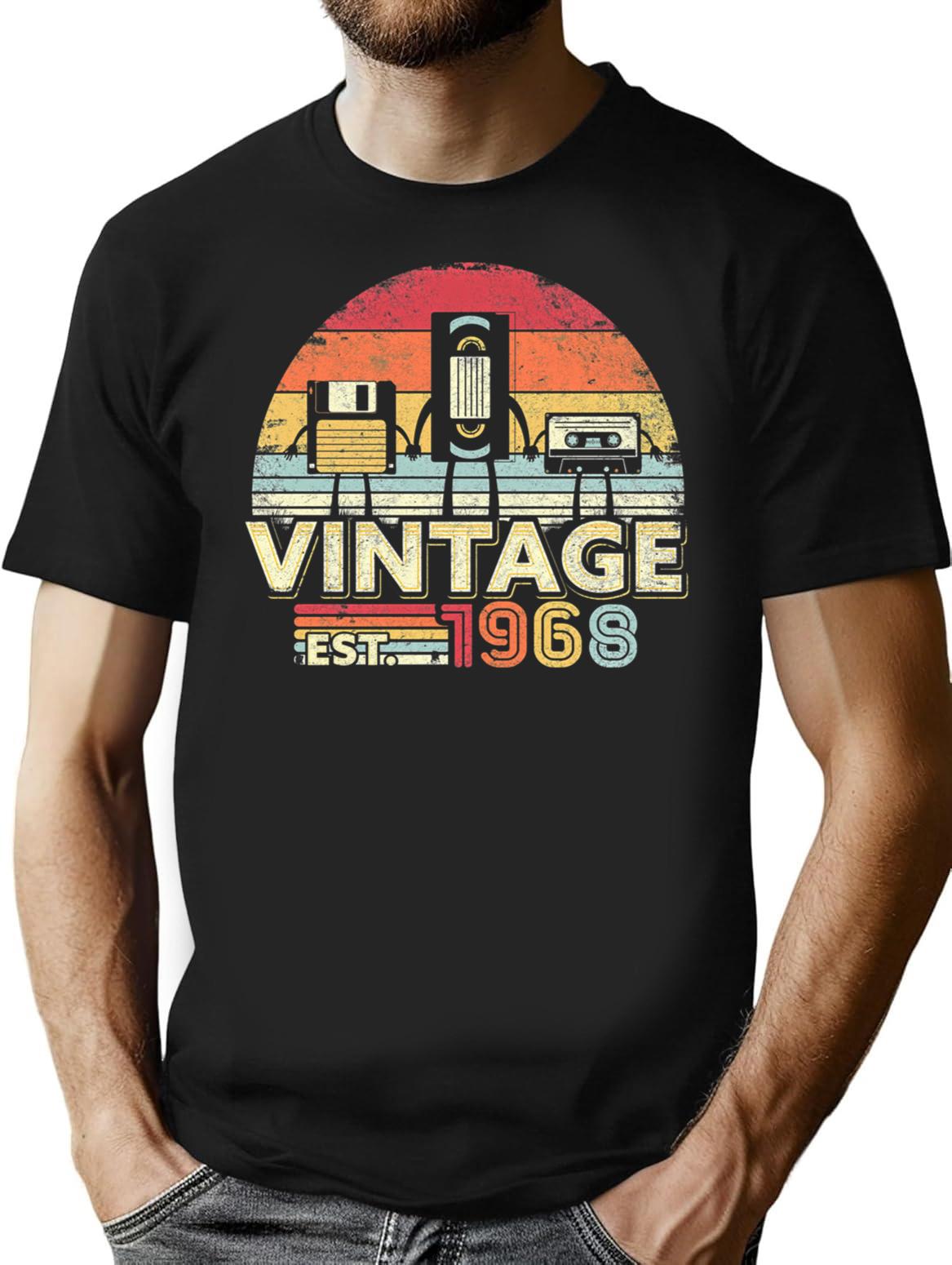 1968 Print. Vintage Birthday Gift Funny Music Tech Humor Graphic T-Shirt - Black