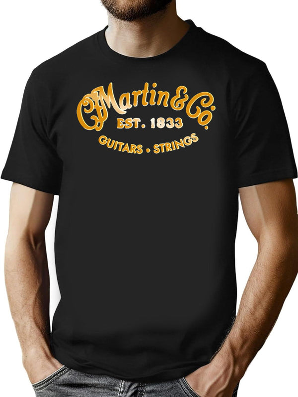 2021 Martin Guitars Essential T-Shirt - Retro Graphic Tee for Men & Women - Black