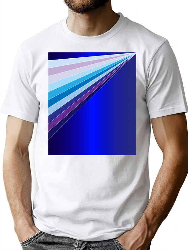 65 Mcmlxv Retro 70s Disco Blue Streaks Of Light Pattern T-Shirt - White