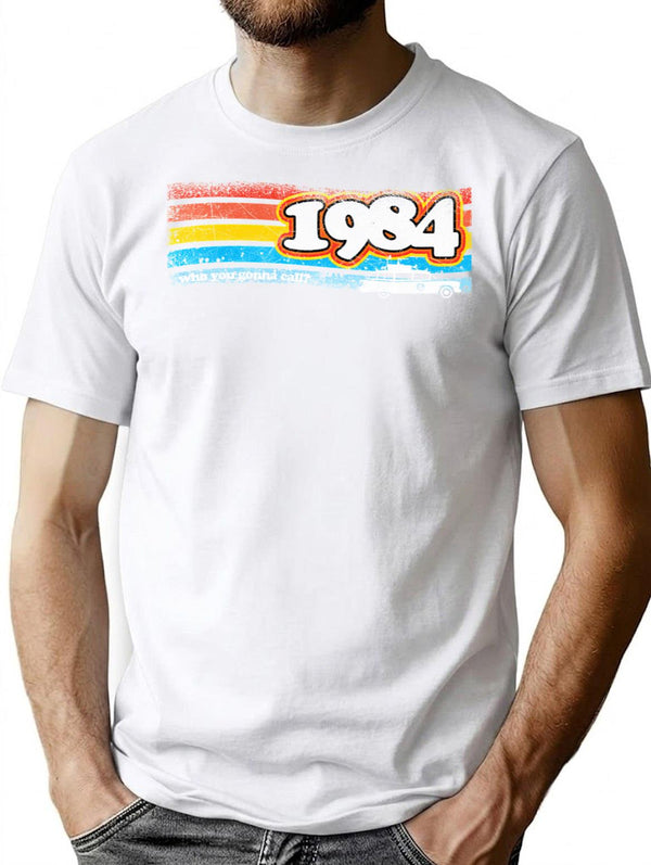 84 Buster T-Shirt - Retro Graphic Tee for Men & Women - White