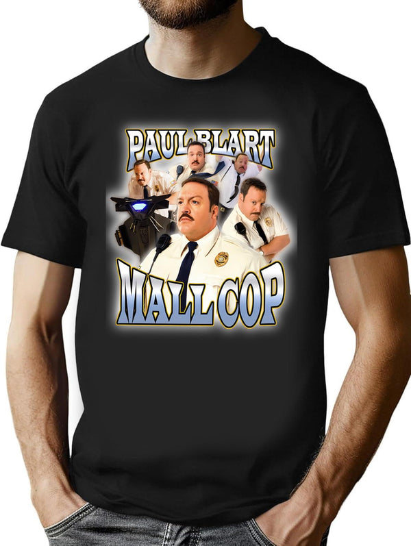 90s Vintage Tee Paul Blart Mall Cop Funny Tshirt - Black