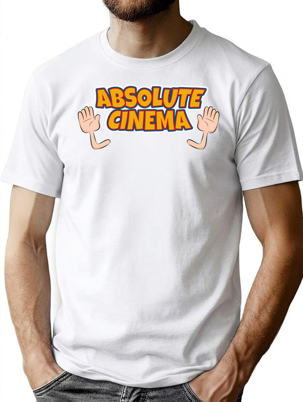 Absolute Cinema Funny Vintage T-Shirt - Retro Graphic Casual Tee - White