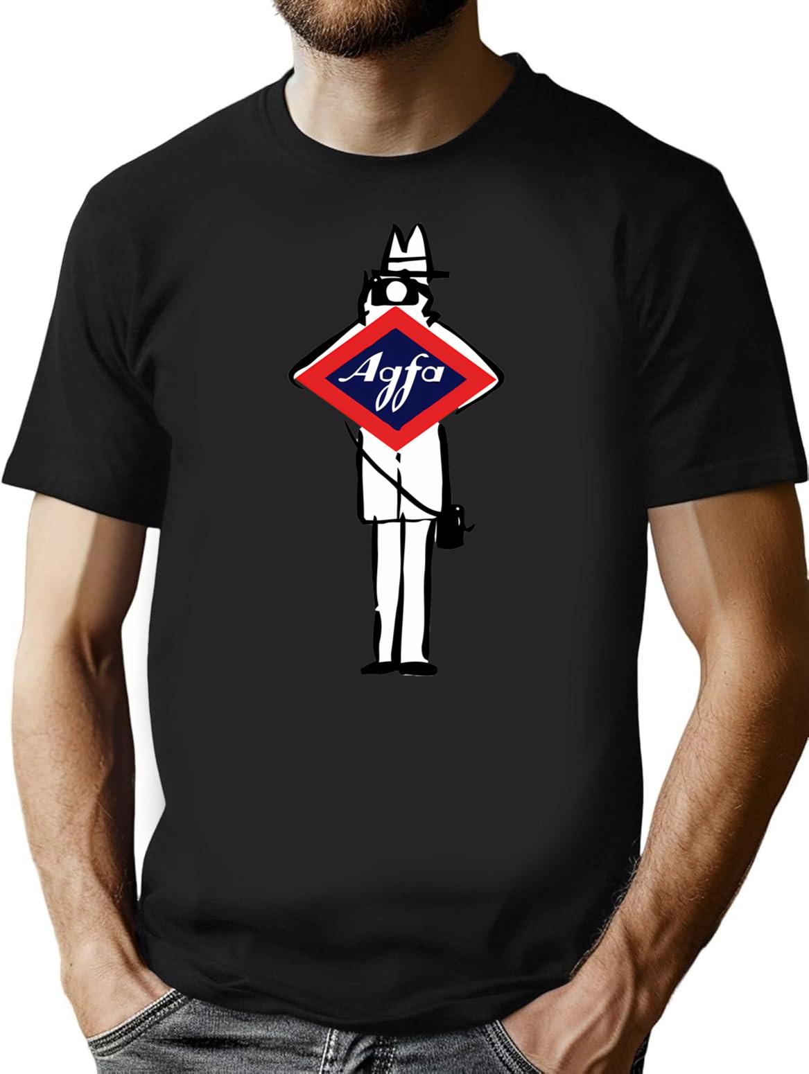 Agfa Vintage Film T-shirt - Retro Graphic Casual Tee - Black