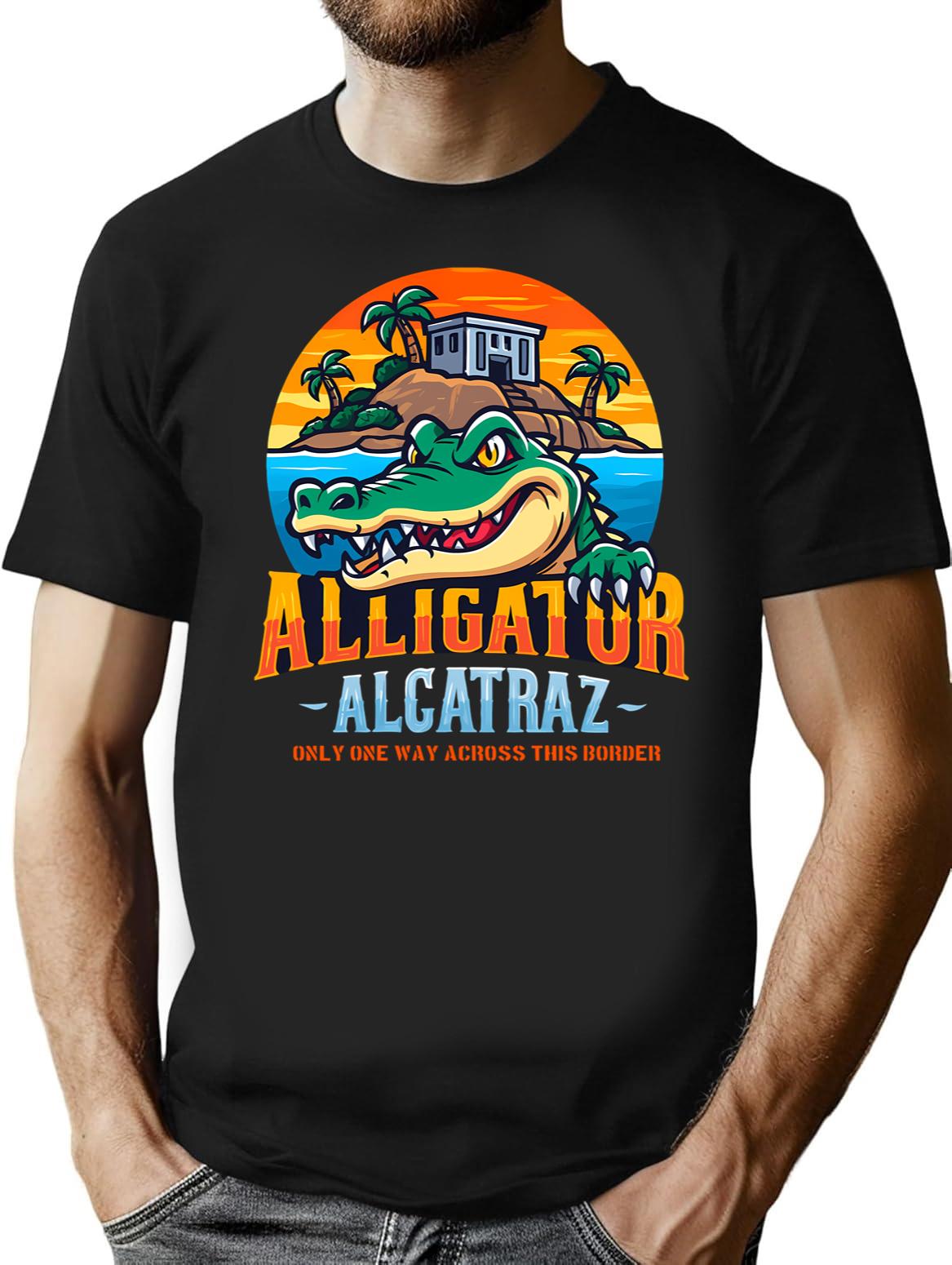 Alligator Alcatraz Funny Prison Escape Black T-Shirt - Black