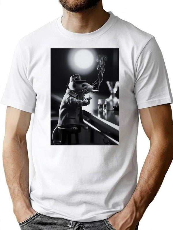 Animal Instinct - Mouse Noir T-Shirt - Retro Graphic Tee for Men & Women - White