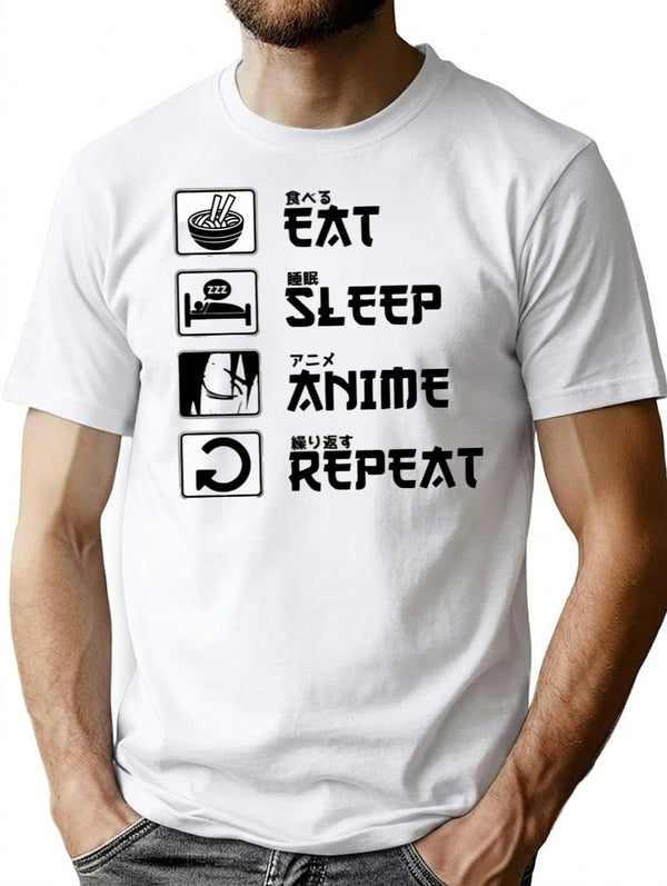 Anime Sweatshirt Anime Lover Gift Anime Gift Eat Sleep Anime Repeat Anime Sweater Fun Sweatshirt Manga Sweatshirt - White