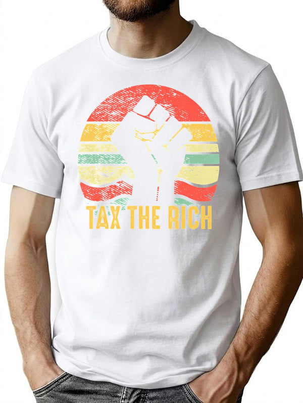 Aoc Tax The Rich Retro Vintage Anti T-Shirt - White