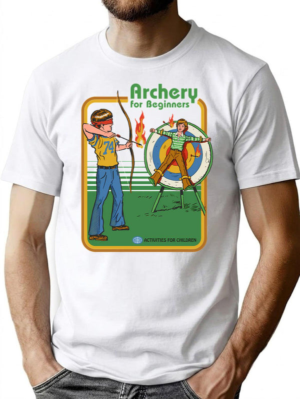 Archery For Beginners T-Shirt - Retro Graphic Tee for Men & Women - White