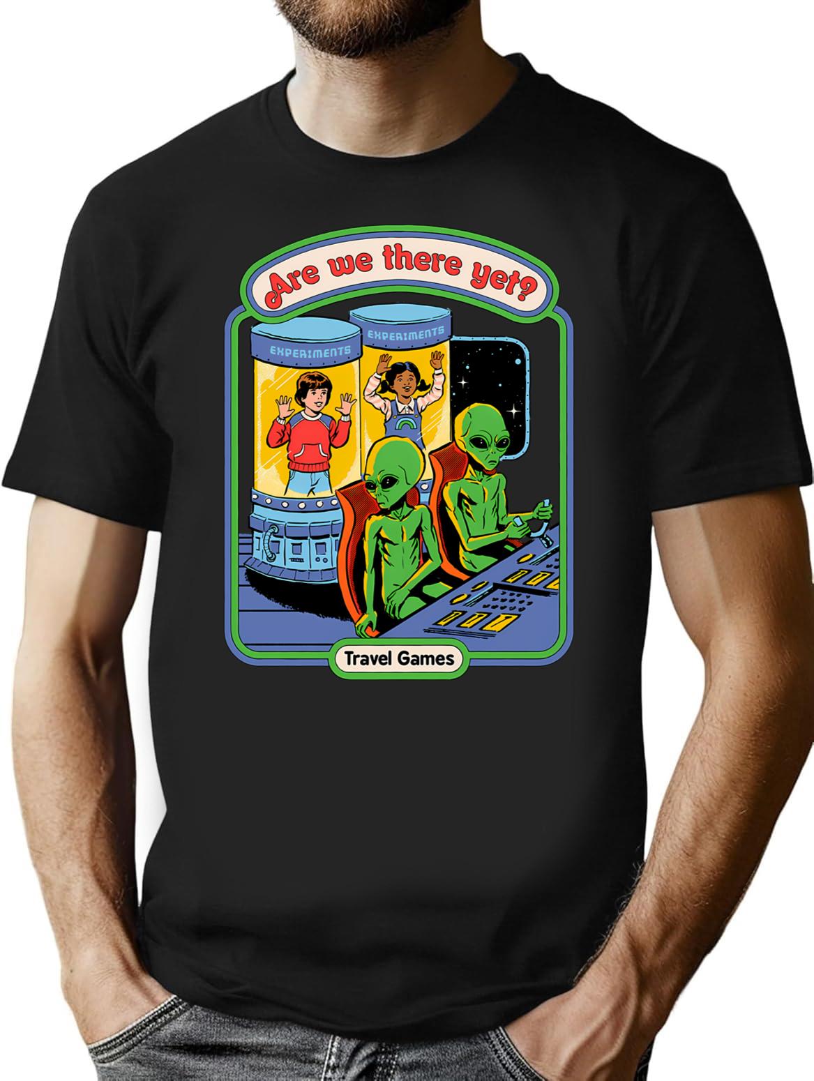 Are We There Yet T-Shirt - Retro Graphic Tee for Men & Women - Black