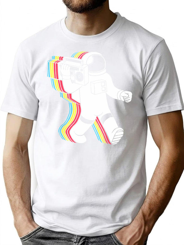 Astronaut Funk Retro Funny T-Shirt - Sarcastic Humor Graphic Tee - White