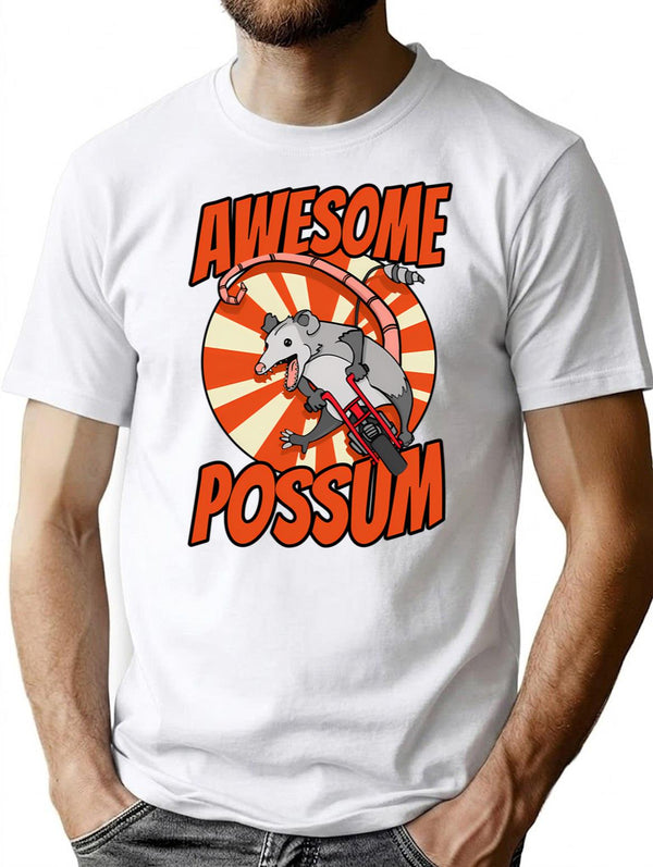 Awesome Possum T-Shirt - Retro Graphic Tee for Men & Women - White