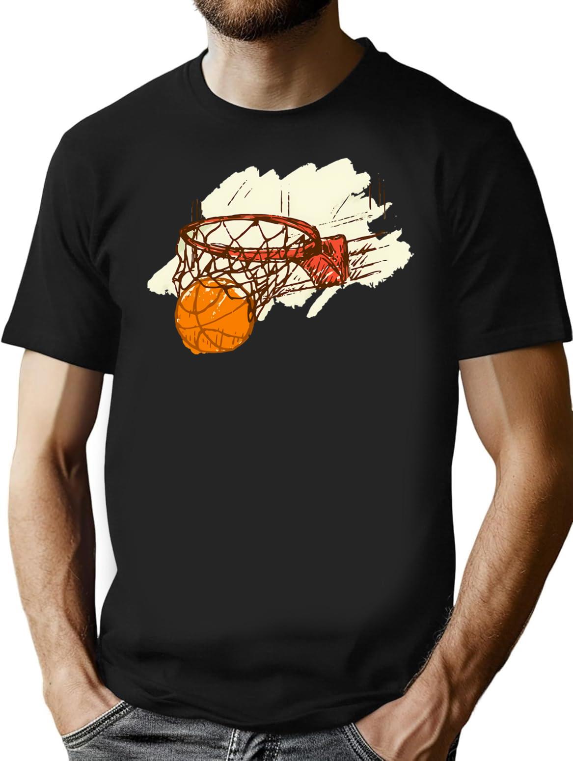 Basketball Background T-Shirt - Retro Graphic Tee for Men & Women - Black