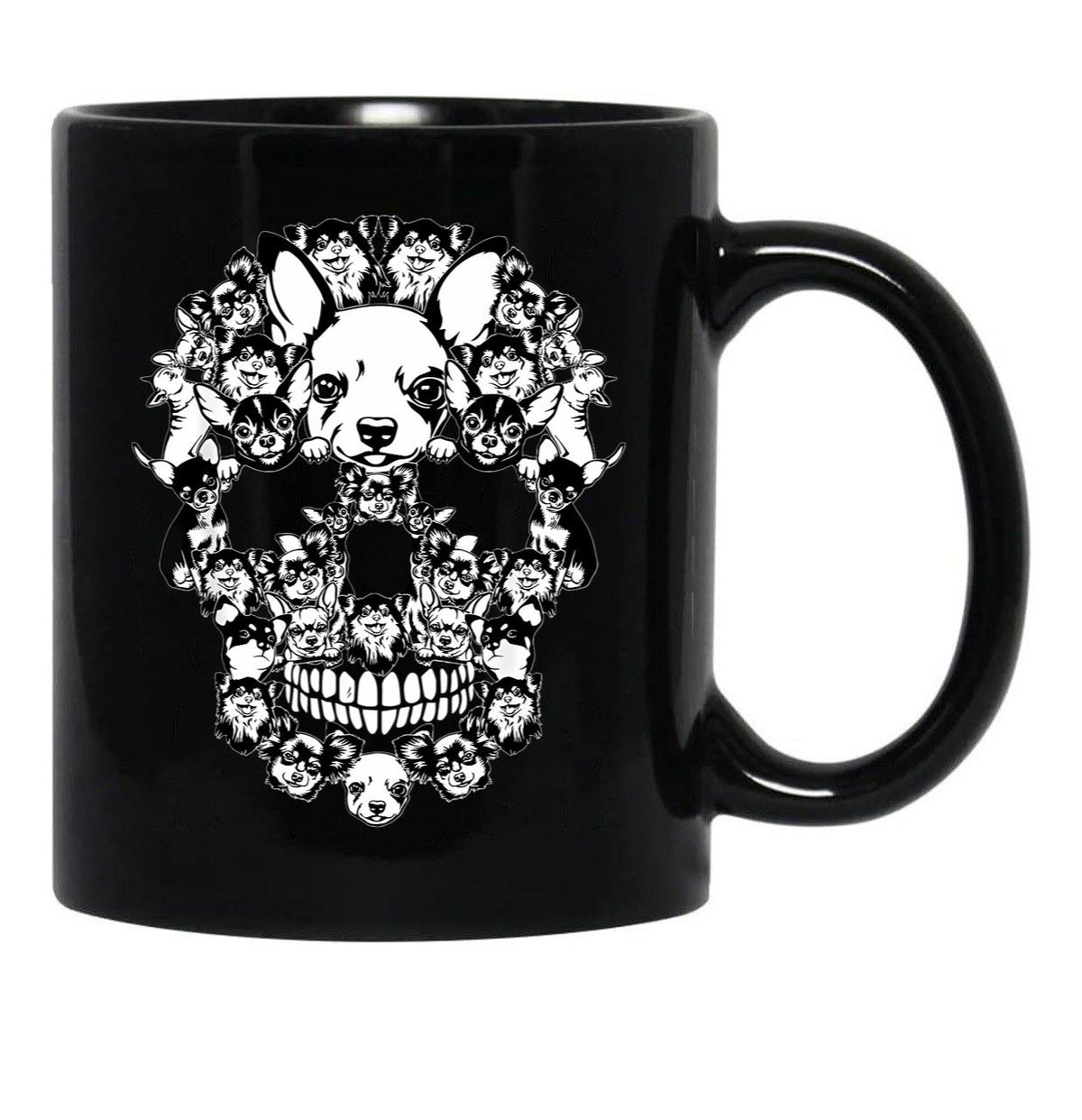 Chihuahua Skull Black Coffee Mug, Gift Coffee Mug - Black