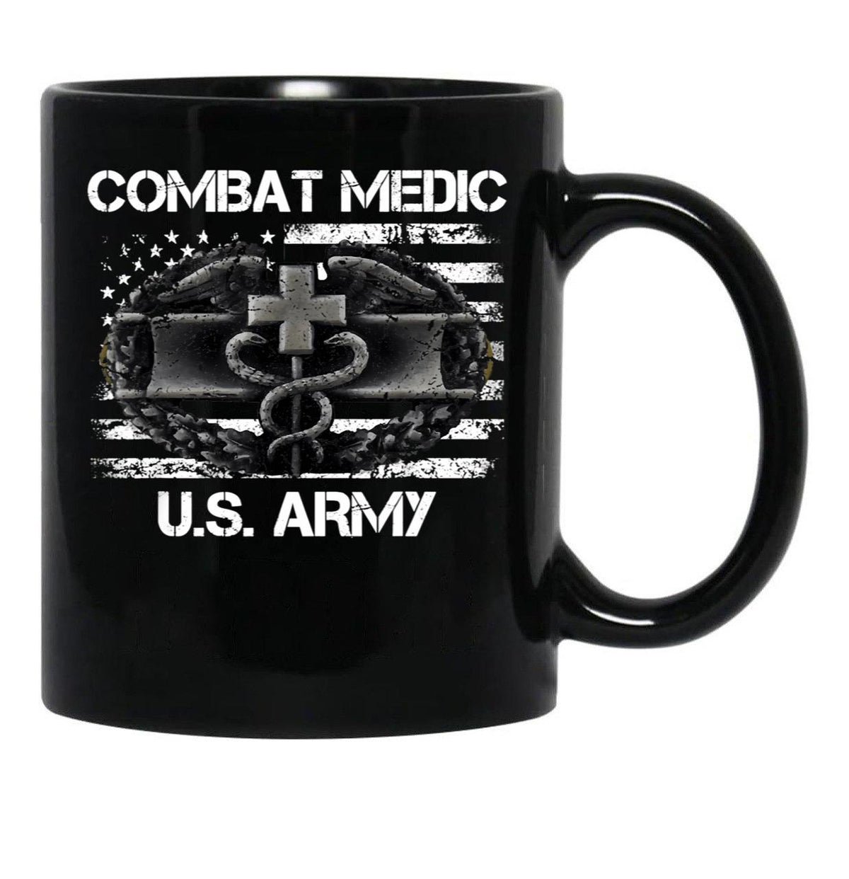Combat Medic U.S. Army Badge Funny Military Doctor Nurse Gift Black Coffee Mug, Gift Coffee Mug - Black