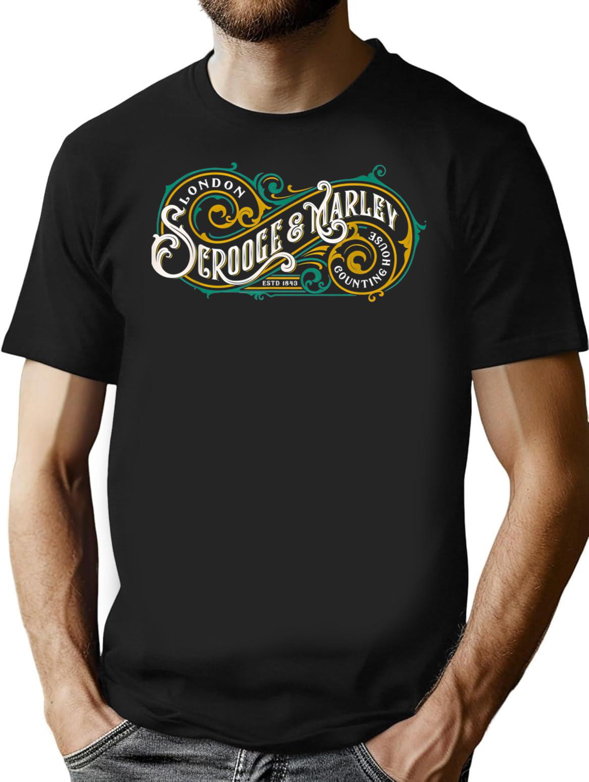 Counting House Christmas Carol Vintage T-Shirt for Men & Women, T-Shirts Graphic Tee - Black