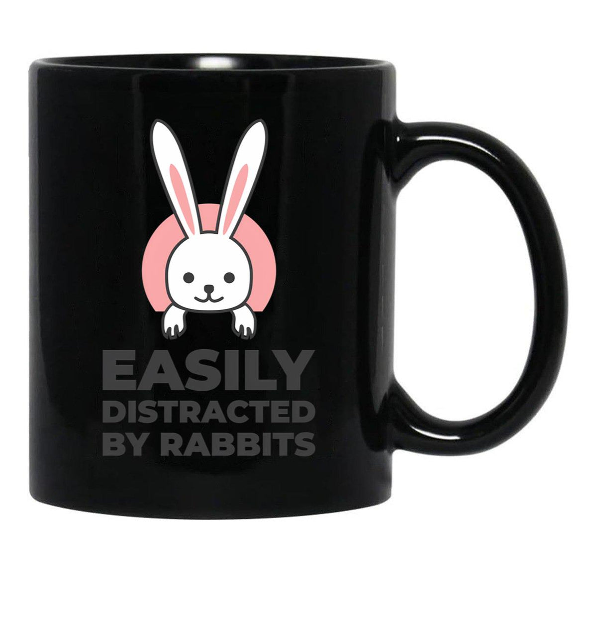 Easily Distracted By Rabbits (4) Black Coffee Mug, Gift Coffee Mug - Black