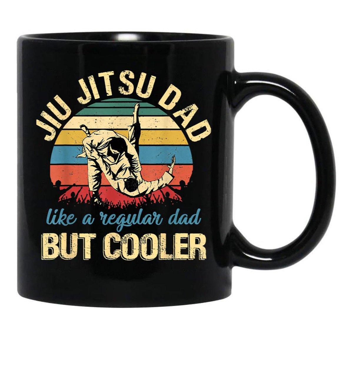 Fathers Day Jiu Jitsu Dad Training Father Vintage Funny Black Coffee Mug, Gift Coffee Mug - Black