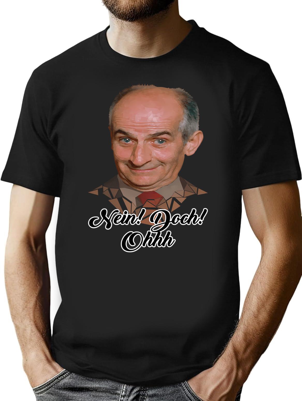 Funny Gifts Nein Doch Ohh Long Sleeve Louis De Funes Special Present Vintage Retro T-Shirt - Black