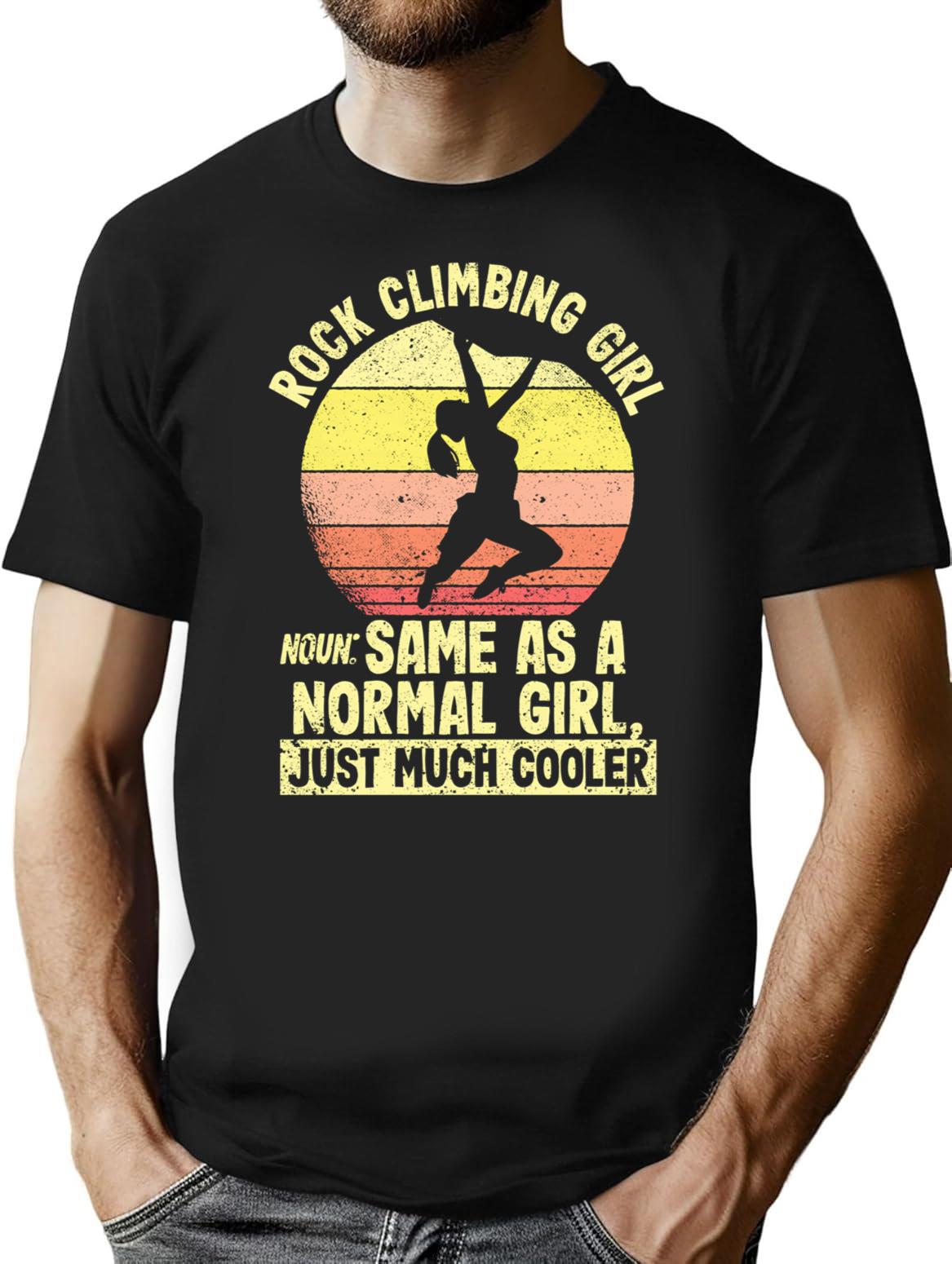 Funny Mountain Climber Rock Climbing Girl T-Shirt - Black
