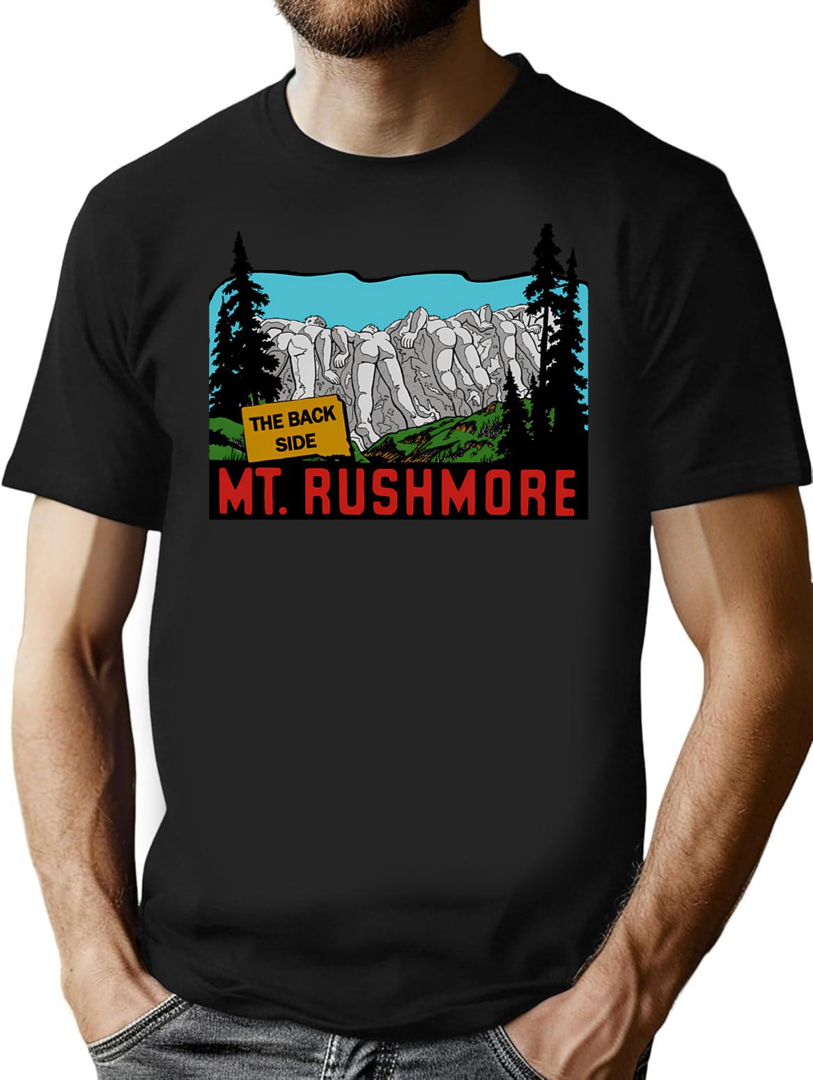 Funny Mt. Rushmore Backside Decal T-Shirt - Sarcastic Humor Graphic Tee - Black
