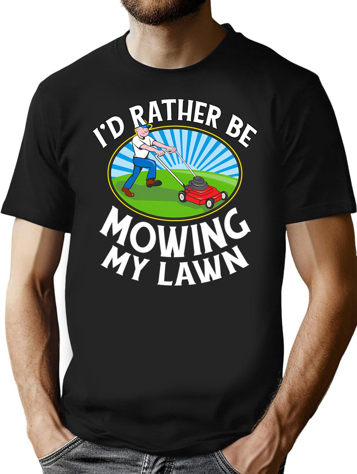 Funny Retro Vintage Lawn Mower T-Shirt - Retro Graphic Casual Tee - Black