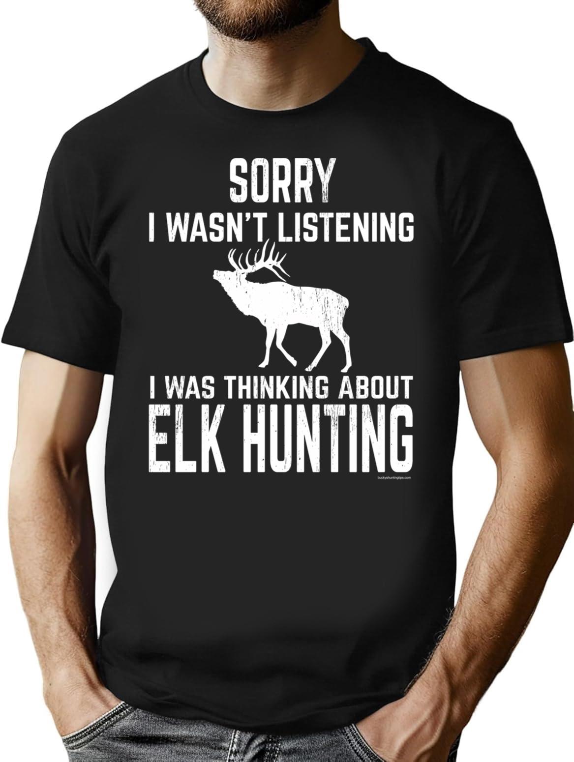 Funny Rocky Mountain Elk Hunting Design For All Wapiti Fans T-Shirt - Black