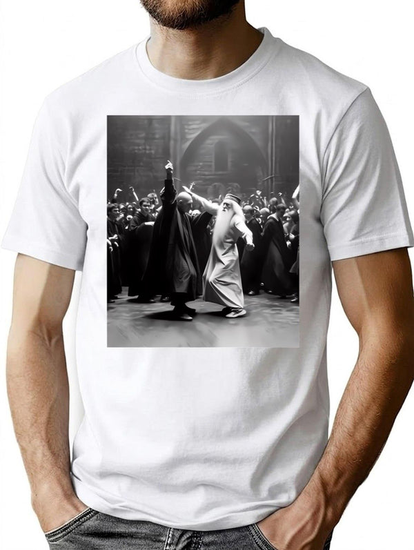 Funny Shirt Wizards Dancing Tshirt Vintage Fantasy Rave Party T Shirt - White
