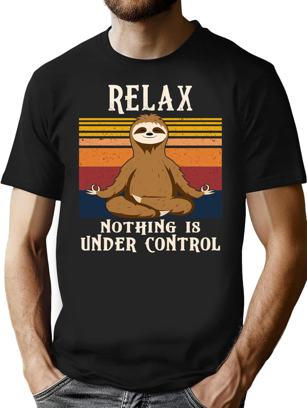 Funny Sloth Yoga Retro Vintage Gift T-Shirt - Black