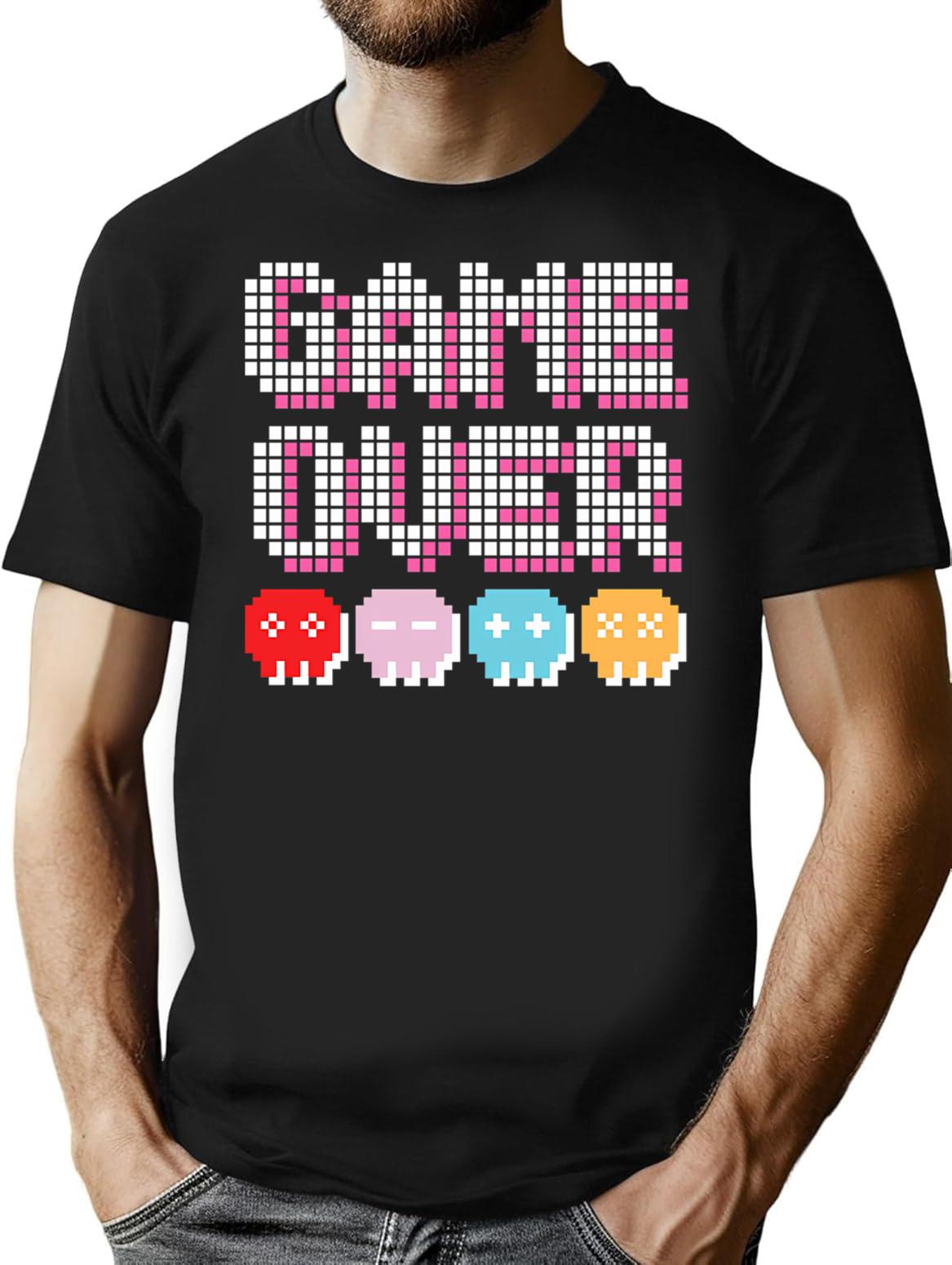 Game Over 8-bit Retro Vintage Style T-Shirt - Black