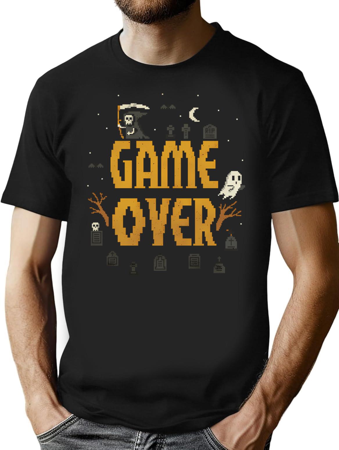 Game Over (1) T-Shirt - Retro Graphic Tee for Men & Women - Black
