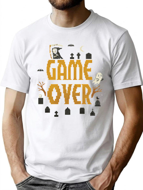 Game Over (1) T-Shirt - Retro Graphic Tee for Men & Women - White
