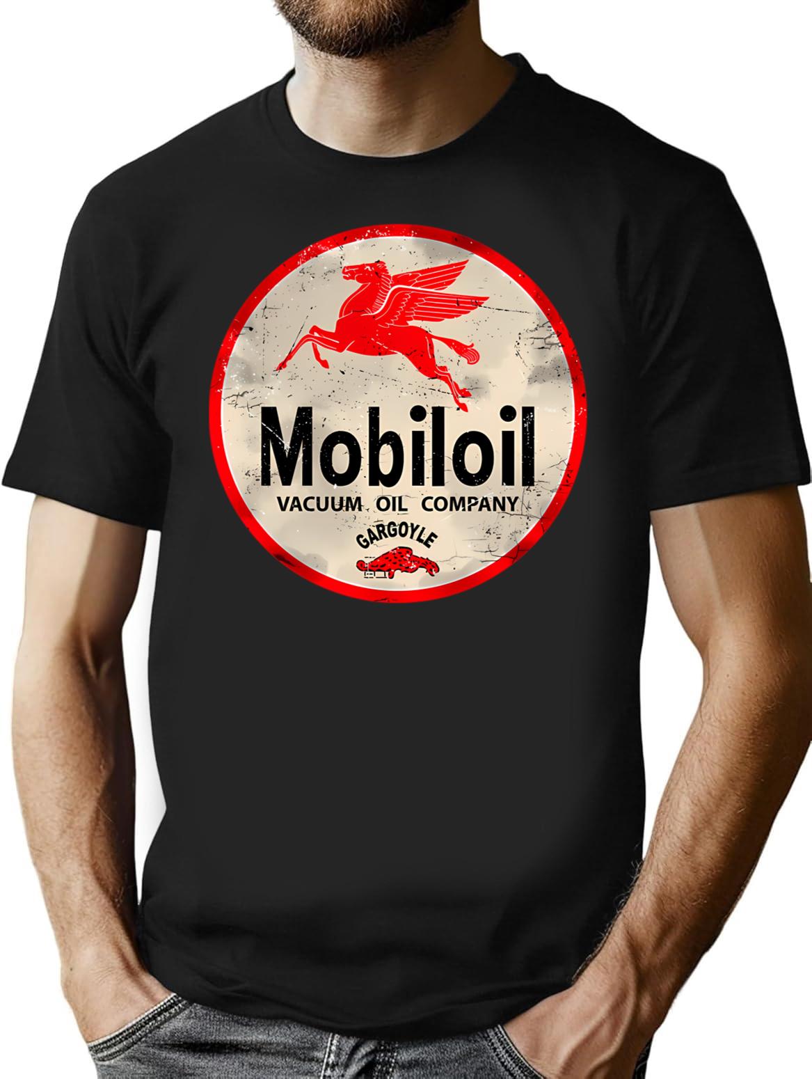 Gas And Oil T-shirtmobiloil Gargoyle Vintage Sign - Black