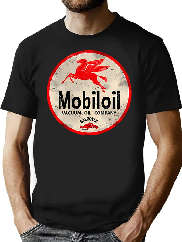 Gas And Oil T-shirtmobiloil Gargoyle Vintage Sign - Black