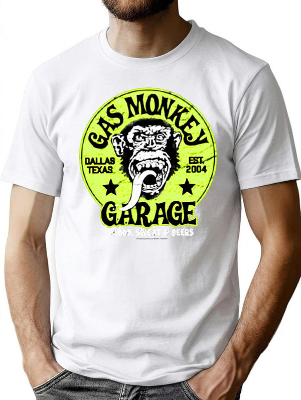 Gas Monkey T-Shirt - Retro Graphic Tee for Men & Women - White