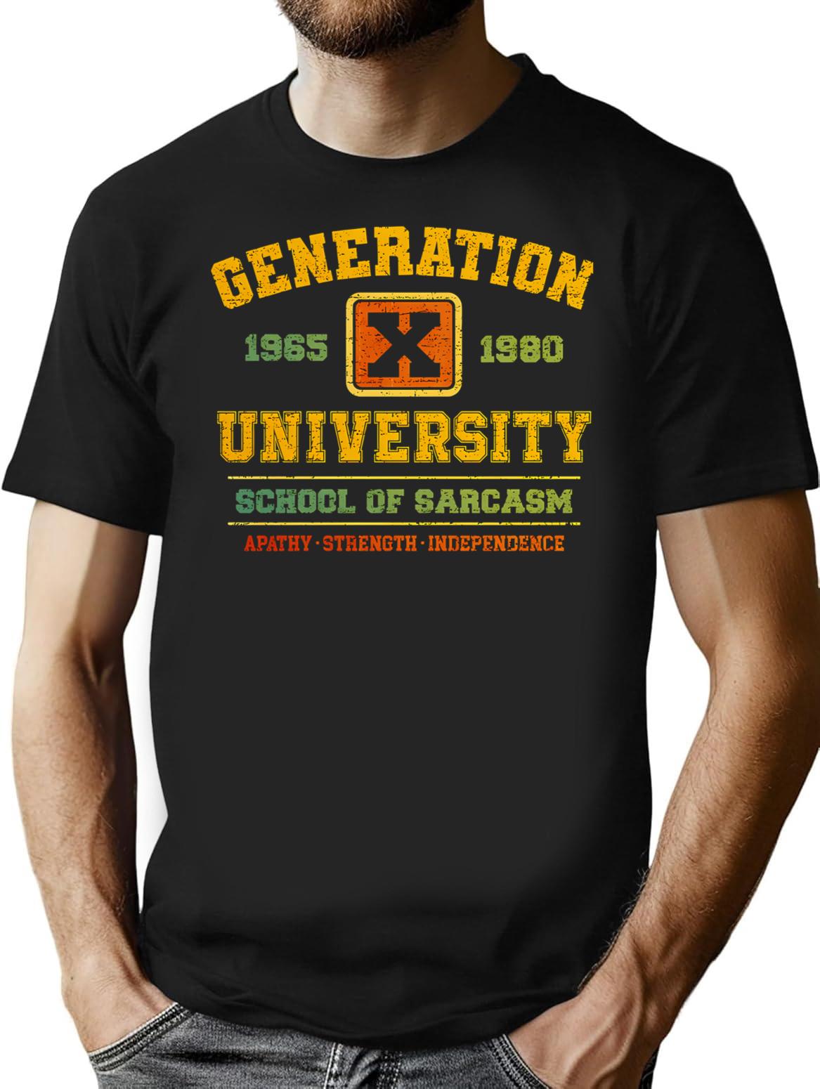 Generation X School Of Sarcasm T-Shirt - Retro Graphic Tee for Men & Women - Black