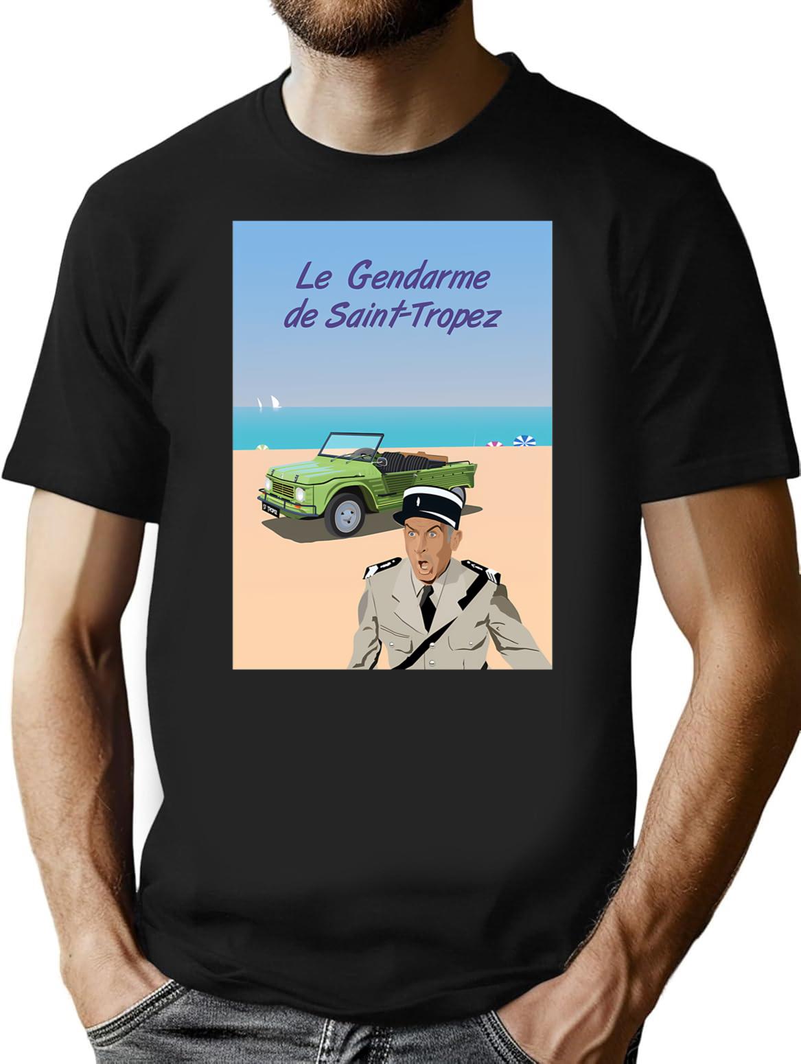 Gifts For Music Fans The Gendarme Of Saint Tropez Vintage Retro T-Shirt - Black