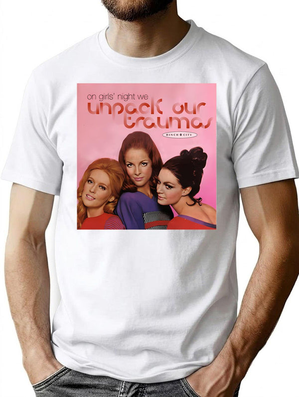 Girls' Night T-Shirt - Retro Graphic Tee for Men & Women - White