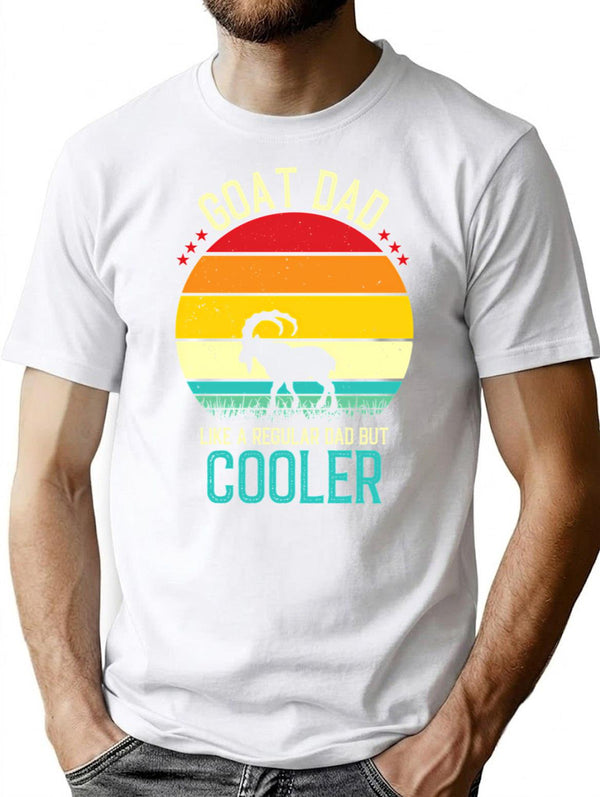 Goat Dad Like A Regular Dad But Cooler - Retro Vintage Funny Goat Dad Gift T-Shirt - White