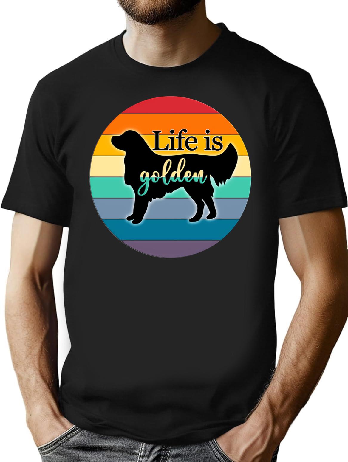 Golden Vintage Golden Retro Life Is Golden Dog T-Shirt - Black