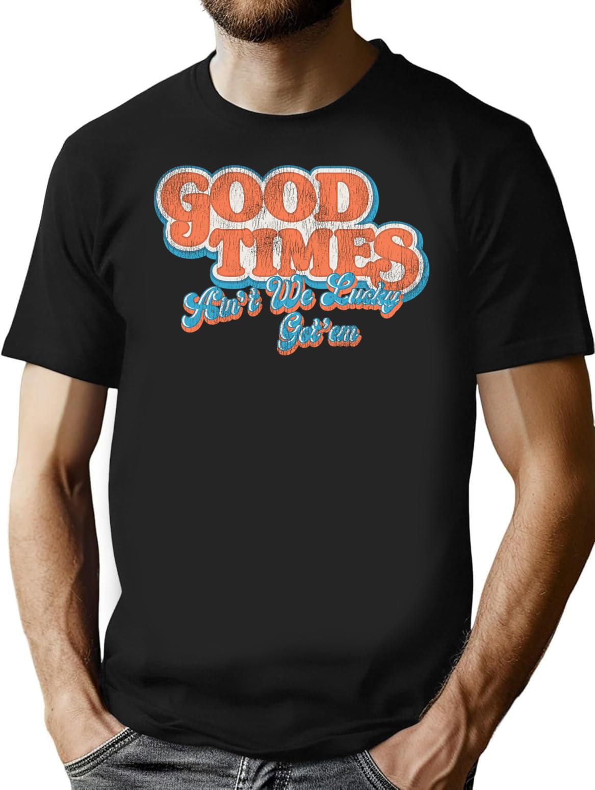 Good Times 70S Tv Worn Out T-Shirt for Men & Women, T-Shirts Graphic Tee - Black
