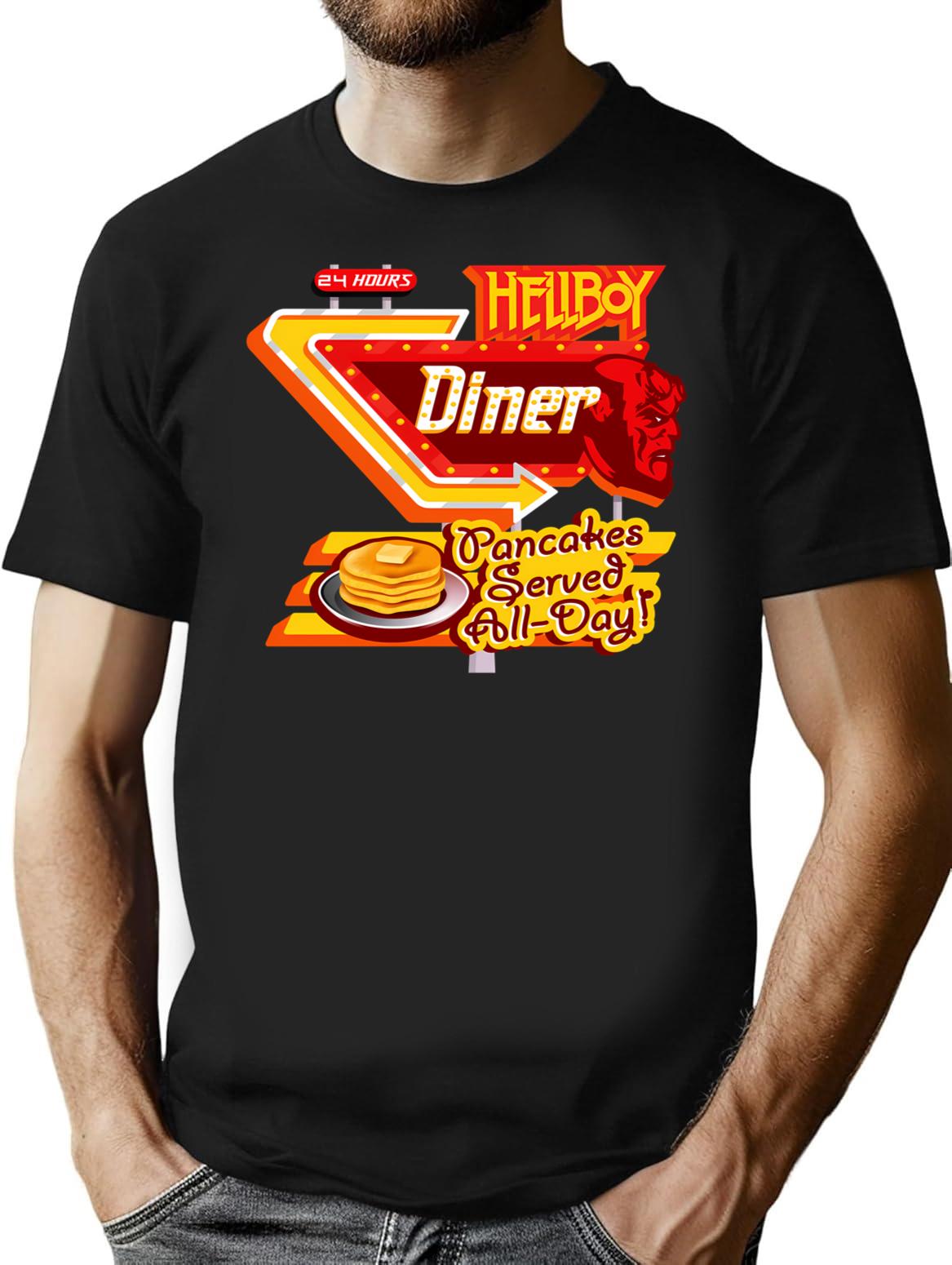 Heckboy Diner Sign T-Shirt for Men & Women, T-Shirts Graphic Tee - Black