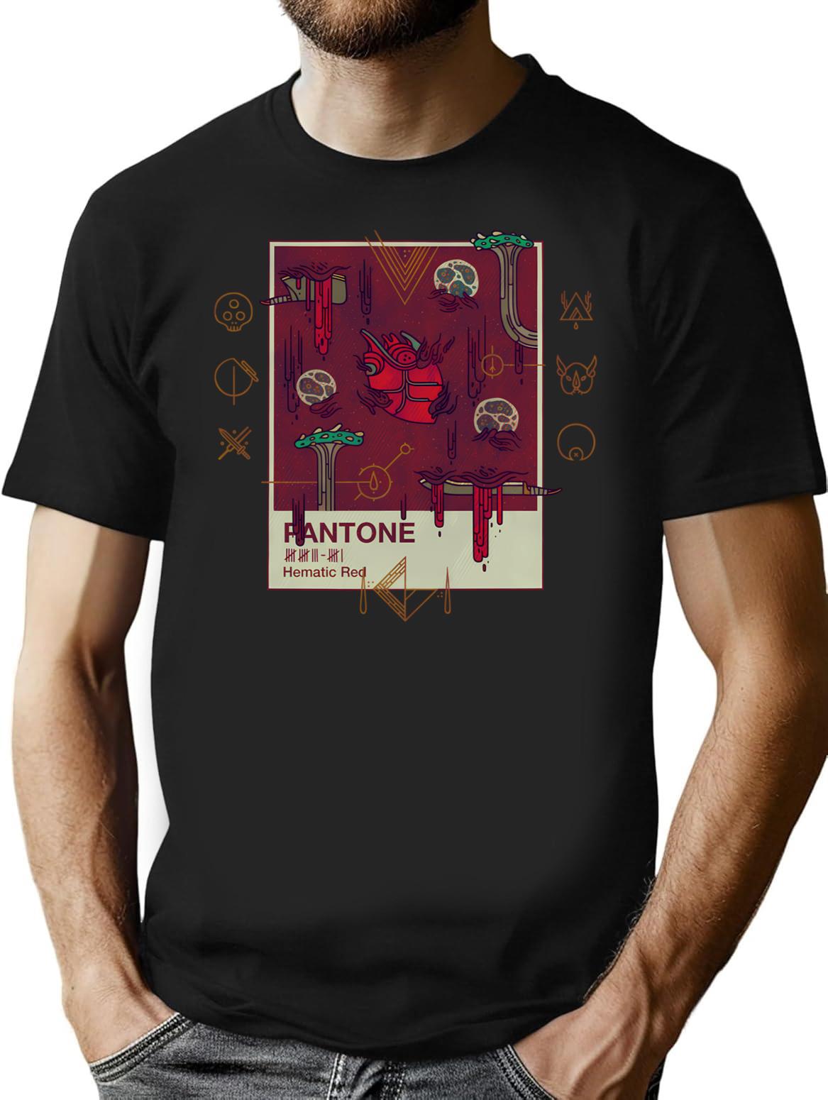 Hematic Red T-Shirt for Men & Women, T-Shirts Graphic Tee - Black