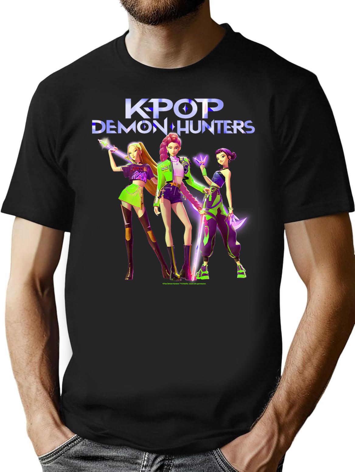 Huntrix Kpop T-Shirt for Men & Women, T-Shirts Graphic Tee - Black