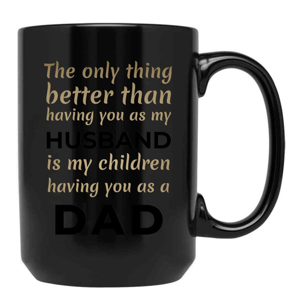 Husband And Dad Black Coffee Mug, Gift Coffee Mug - Black