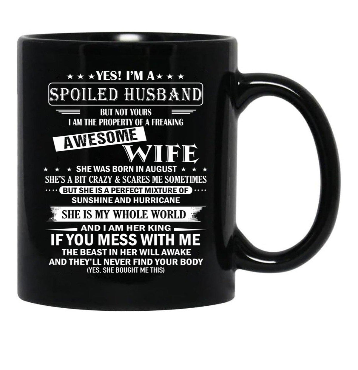 Husband Birthday August Black Coffee Mug, Gift Coffee Mug - Black