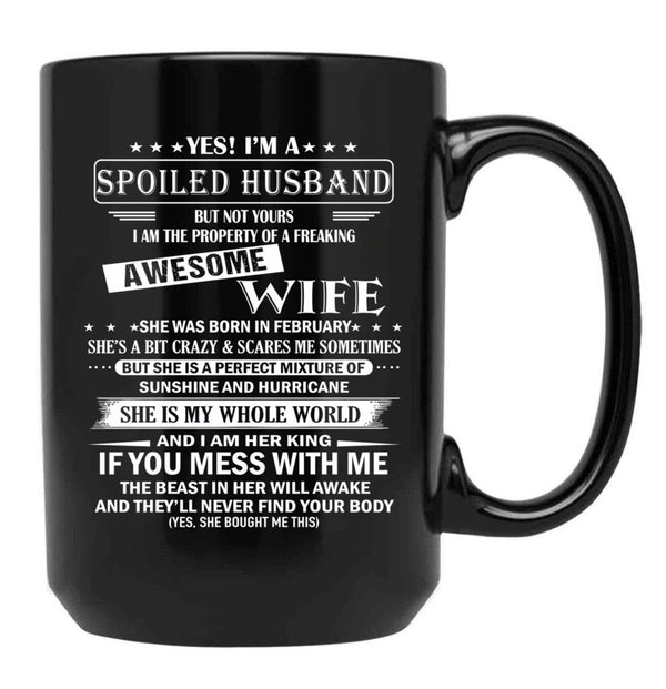 Husband Birthday February Black Coffee Mug, Gift Coffee Mug - Black