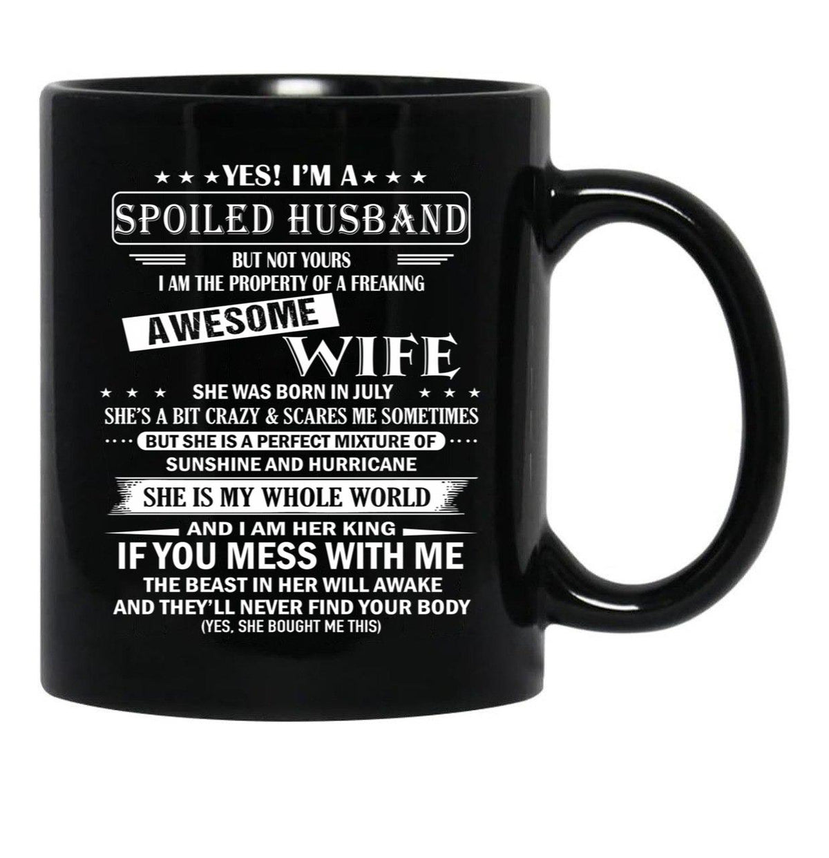 Husband Birthday July Black Coffee Mug, Gift Coffee Mug - Black