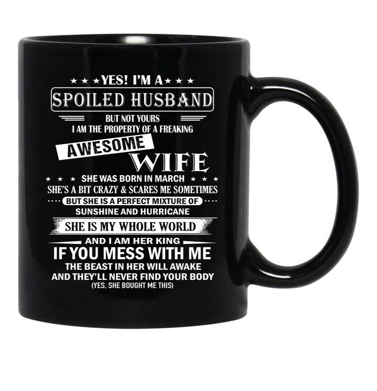 Husband Birthday March Black Gift Coffee Mug - Black