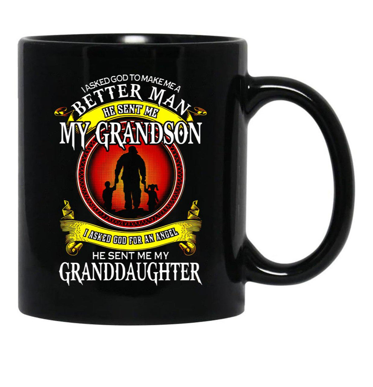I Asked God For An Angel He Sent Me My Granddaughter Black Coffee Mug, Gift Coffee Mug - Black