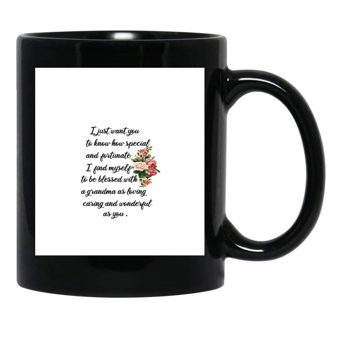 I Find Myself To Be Blessed With A Grandma As Loving Caring Black Coffee Mug, Gift Coffee Mug - Black